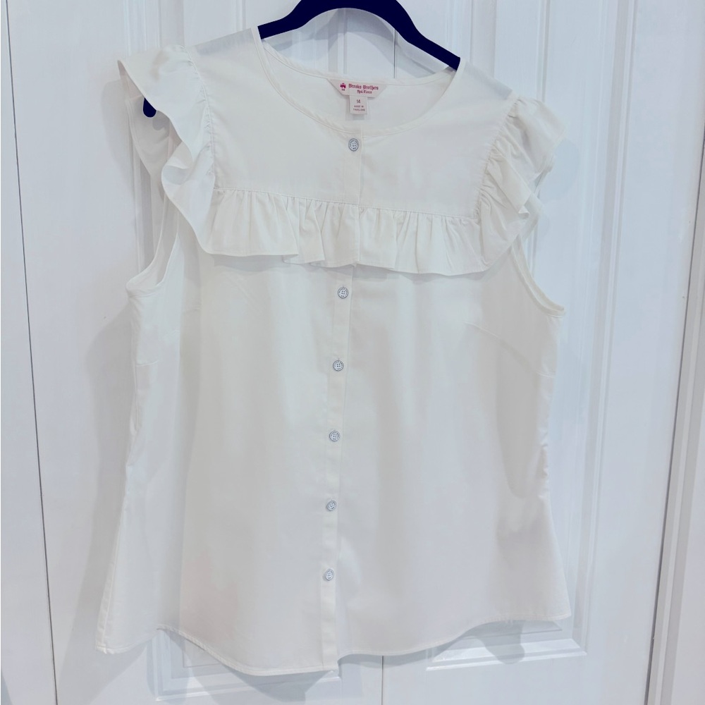 NWT brooks brothers size 14 NWT white sleeveless cotton button down shirt